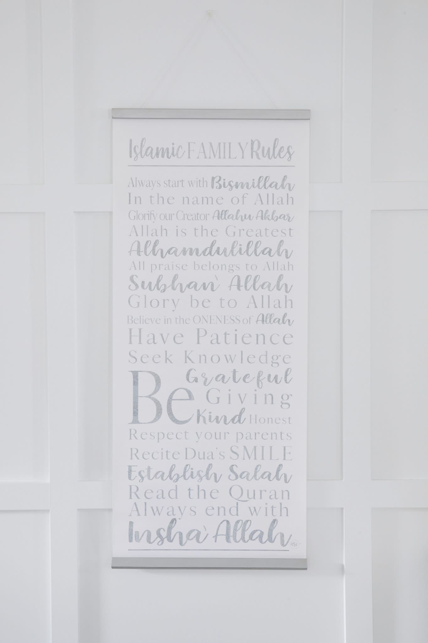 SIlver Islamic Family Rules Scroll