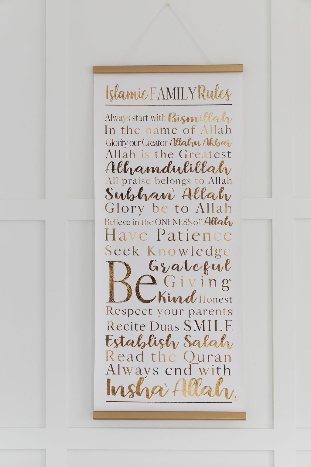 Gold Islamic Family Rules Scroll