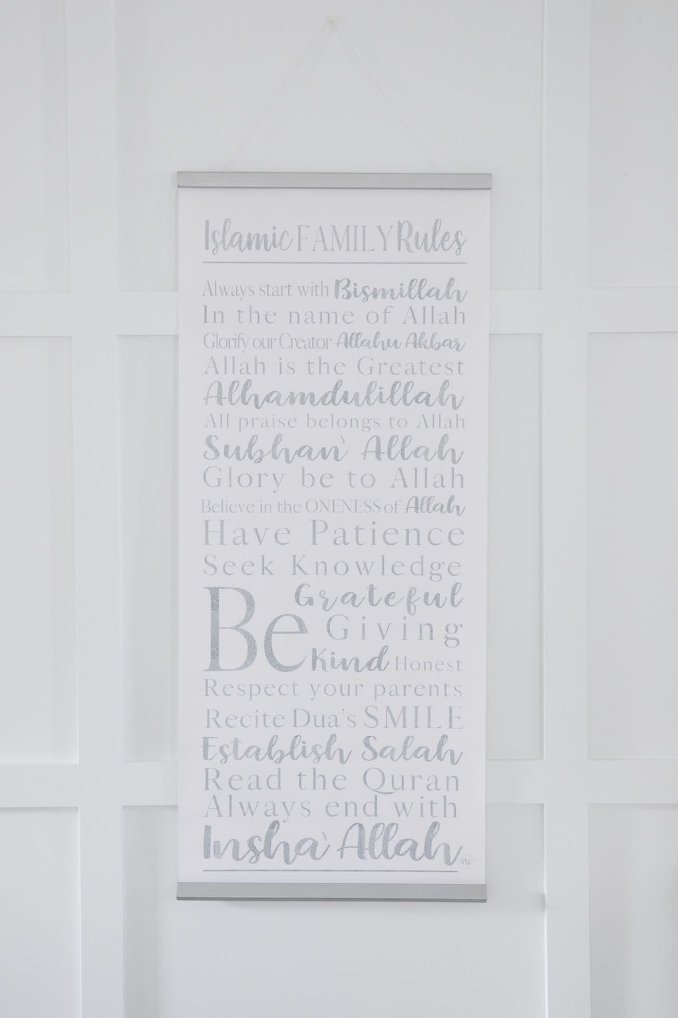 SIlver Islamic Family Rules Scroll